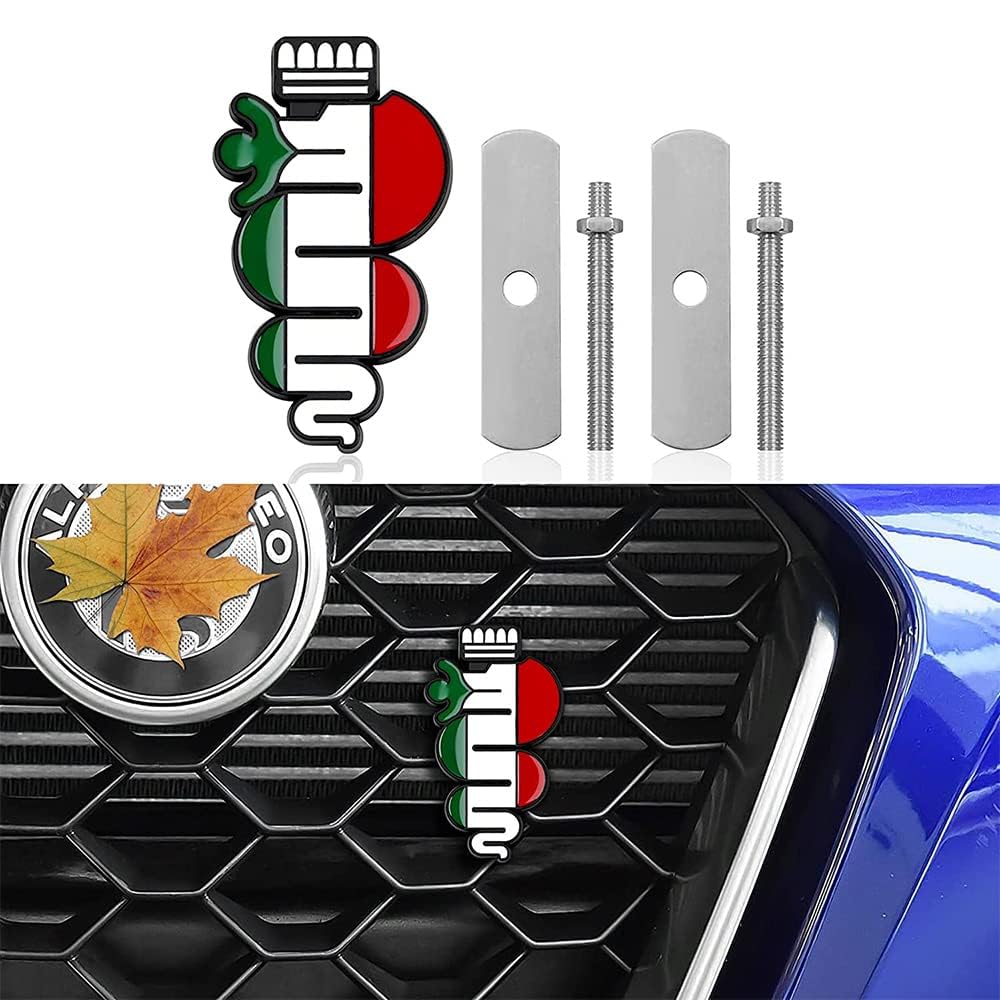 Auto Emblèmes Pour Alfa Romeo GT 2003-2010,Insigne Calandre Avant D'EmblèMe Coffre ArrièRe D'insigne Autocollant Étiquette Ornements Pièces Détachées Voiture,A