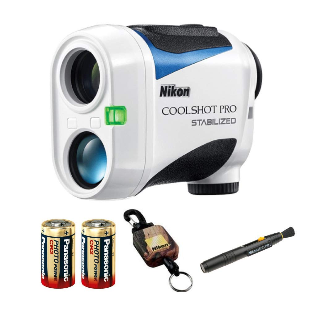 Nikon Coolshot Pro Stabilized Golf Rangefinder with 2 Spare Batteries &amp Lens Pen &amp Retractable Rangefinder Tether Bundle