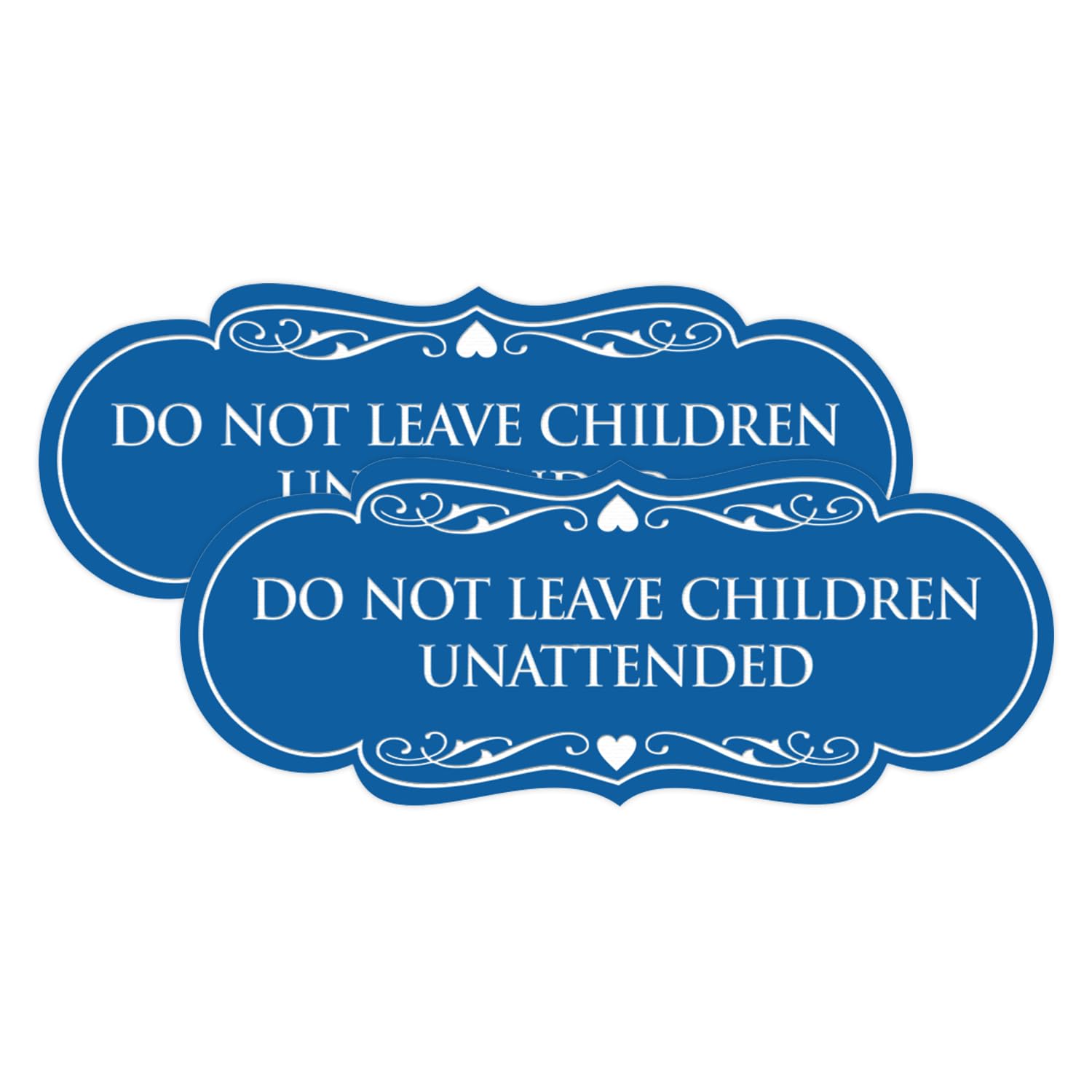 Signs ByLITA Designer Do Not Leave Children Unattended Sign(Blue) - Small 2 Pack