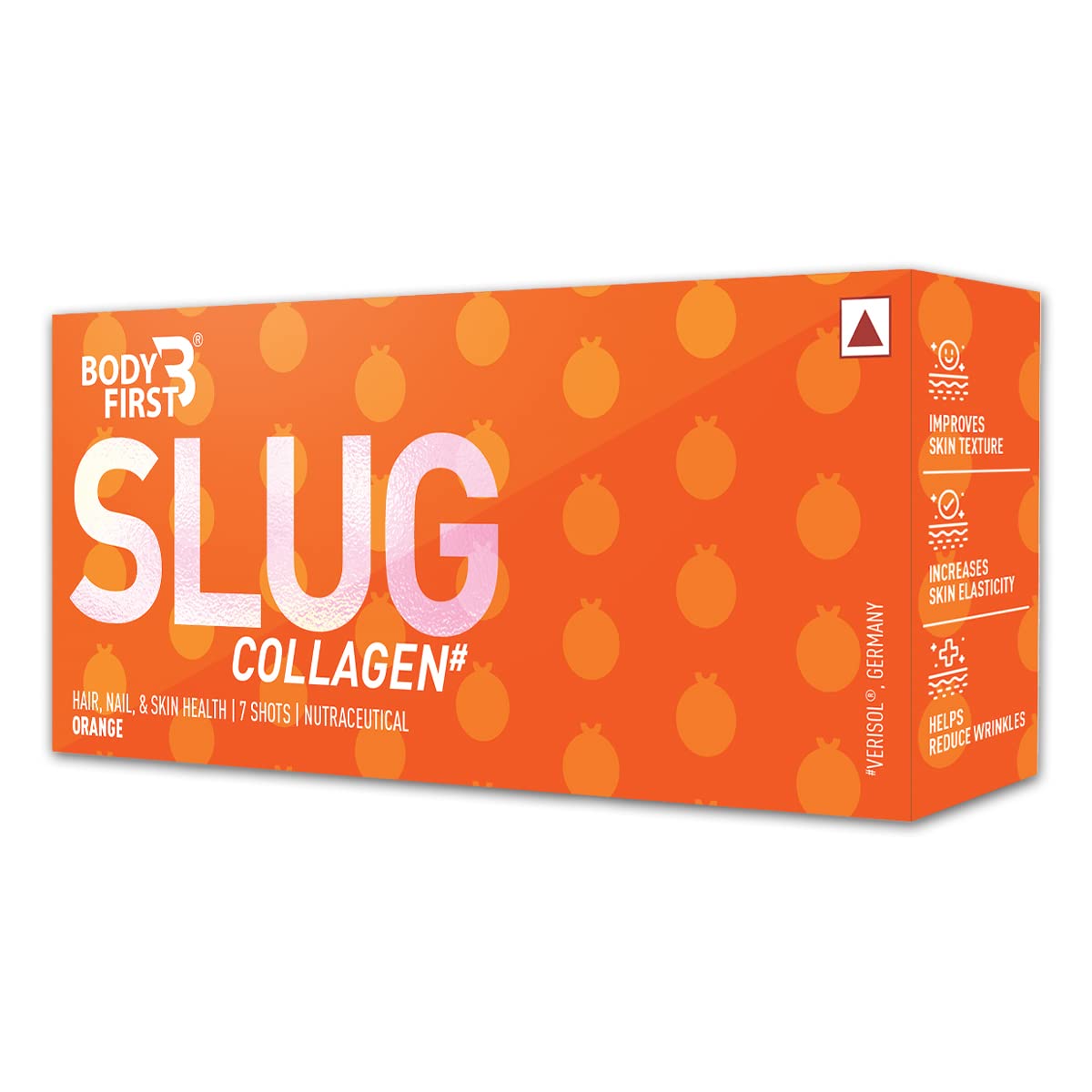 BodyFirst Collagen Slug | Verisol 2.5g Collagen Hydrolysate from Germany | For Hair, Skin & Nails | No Added Sugar | Orange Flavoured Liquid Shots | 7 Shots