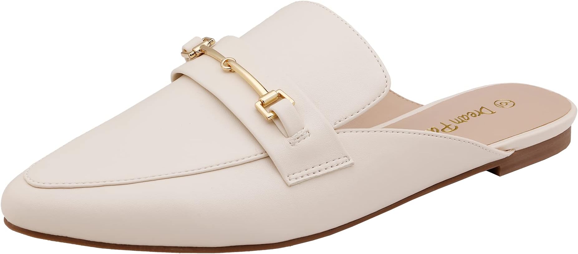 Women's Flat Mules Buckle Pointed Toe Backless Slip on Slides Loafer Shoes