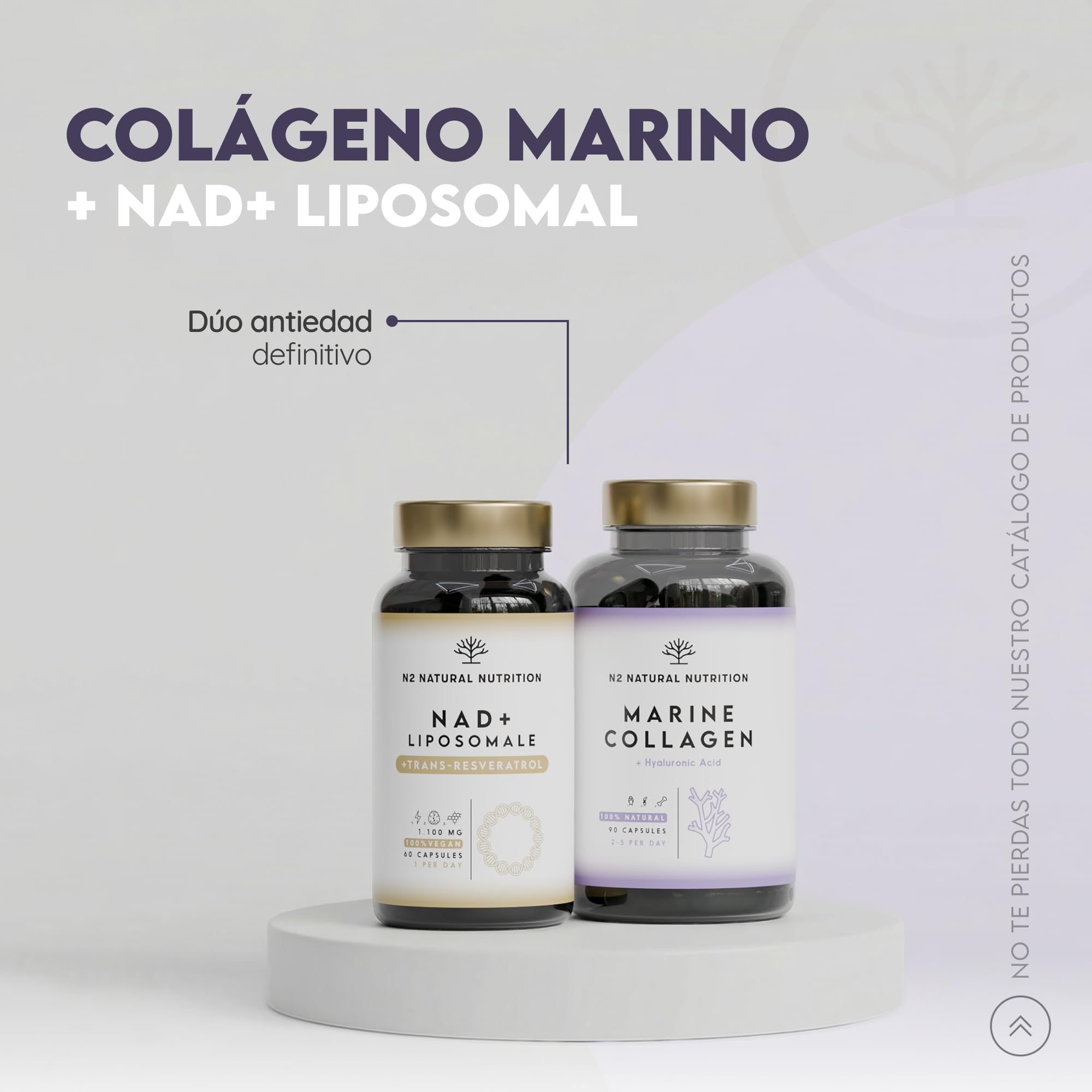 Colageno Marino Hidrolizado Puro. Peptan. Con Ácido Hialurónico y Vitamina C. 90 Caps. Alta Concentración. Suplemento Articulaciones, Piel y Huesos. Colageno con Magnesio. N2 Natural Nutrition — view 11