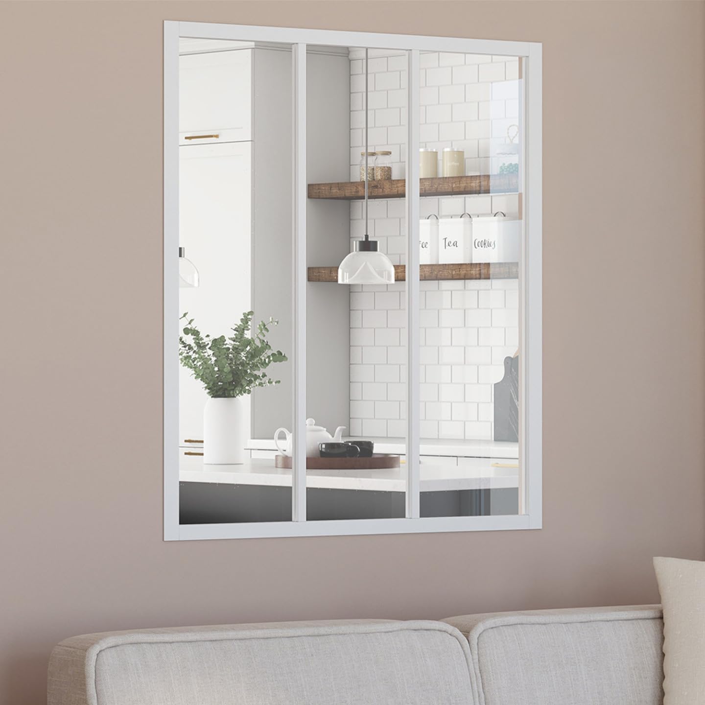 IDMarket - Verrière Atelier 3 vitrages L. 93 x H. 108 cm en métal Blanc et Verre trempé