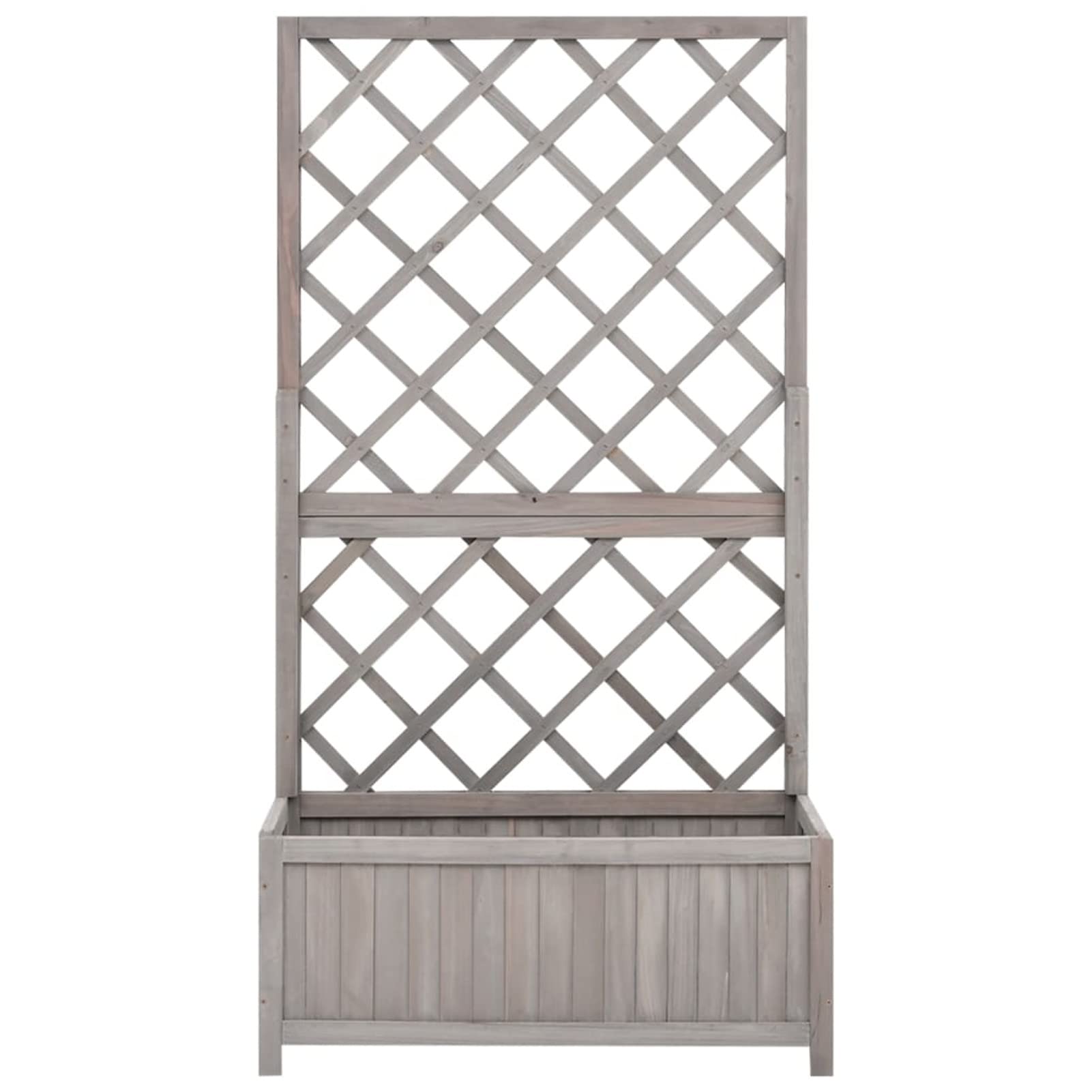 Homgoday Jardinera con celosía, jardinera con rejilla, jardinera con espaldera de exterior, jardinera con rejilla de exterior, jardinera de madera de exterior gris, 70 x 30 x 135 cm, de abeto macizo