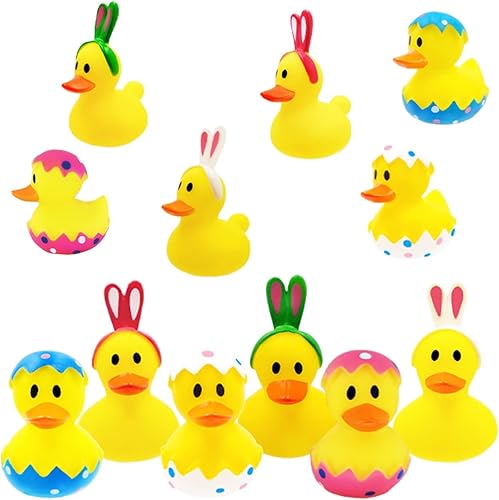 Miniatura 8 de The Dreidel Company Juguete de pato de goma de Pascua feliz conejo, patitos de conejo para niños, huevos de Pascua, regalos de cumpleaños, baby