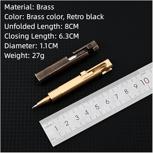 Miniatura 5 de Bolt Action - Mini bolígrafo de latón, reemplazables EDC de tinta negra por Bolt Action para oficina, trabajo, escritura, firma, viajes, trabajo de