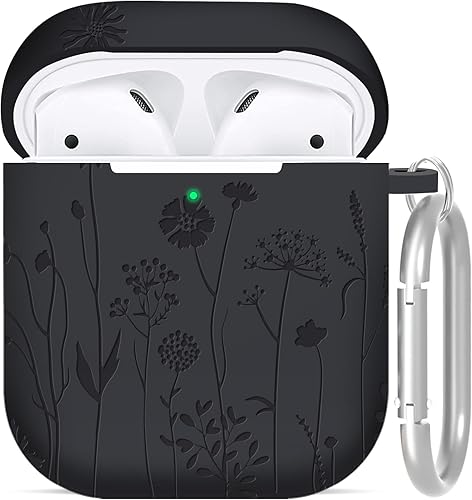 Miniatura 1 de Compatible con AirPods 21, funda protectora de silicona suave grabada con llavero para Apple AirPod 2 y 1 generación, LED frontal visible, regalo