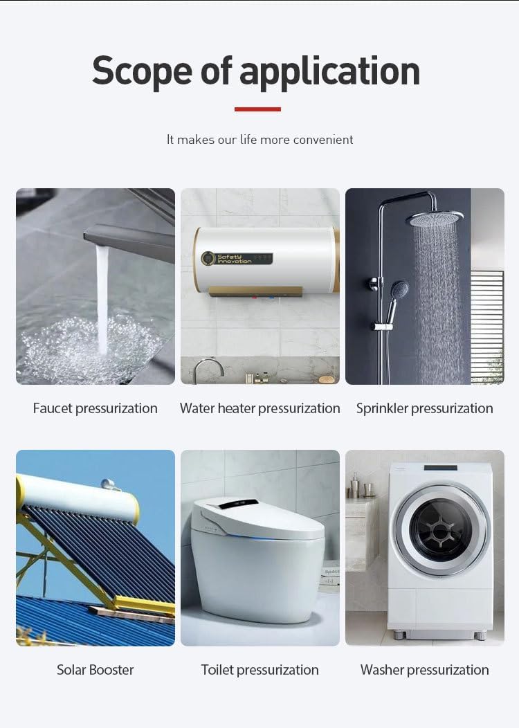 120W Automatic Water Pressure Booster Pump 110V 60Hz, Home Inline Shower Booster Pump with Water Flow Switch for Household Kitchen Bathroom Water Heater Irrigation