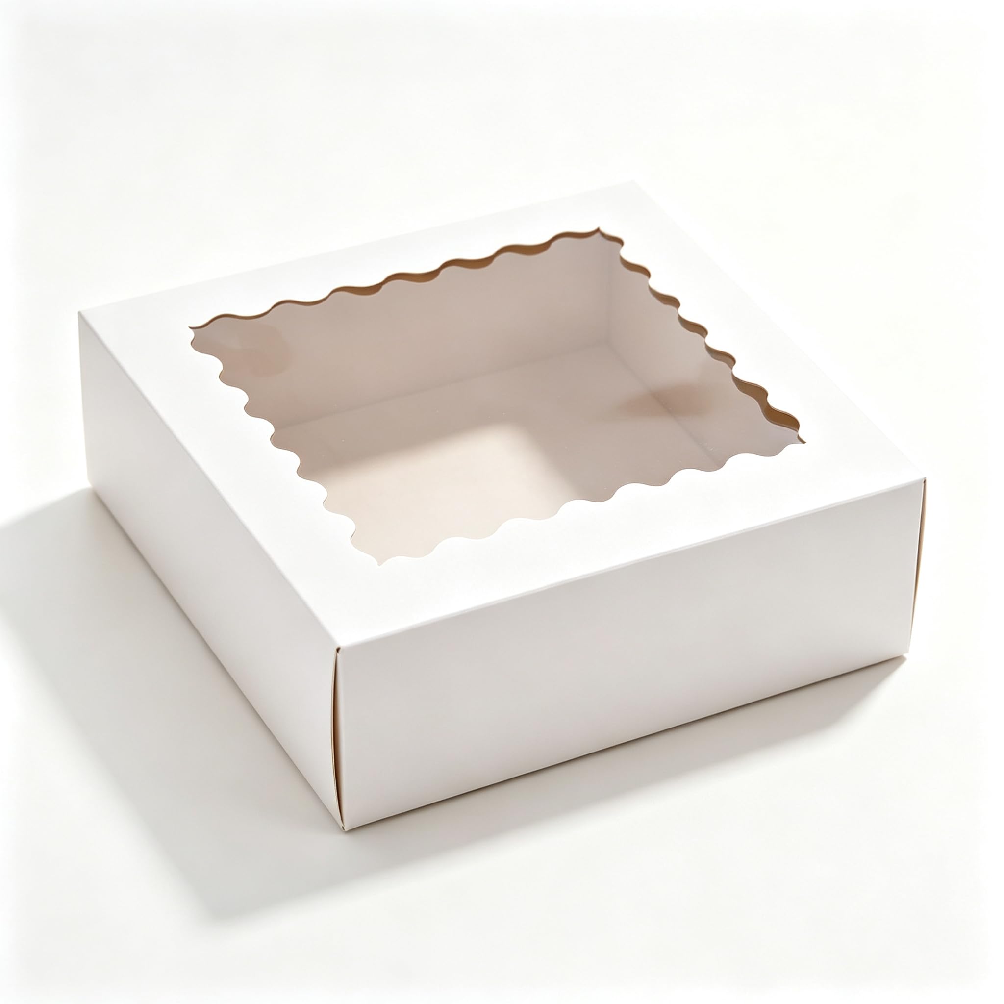 enithElite 9 Inch Window Bakery Boxes 12 Pack, Snack Box, Cake Slice Boxes, Pizza Container For Pastry Treats (White)