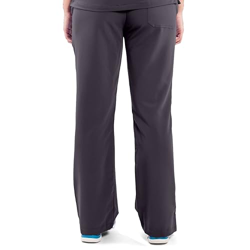 Miniatura 2 de Ave - Pantalones médicos para mujer, estilo de corte de bota, cordón y cintura elástica, ideales para enfermeras, carbón, talla M