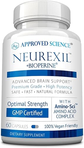 Approved Science Neurexil - Apoyo nootrópico natural con DMAE - Mejora la función cerebral, agudiza la claridad, aumenta la memoria - L-tirosina,