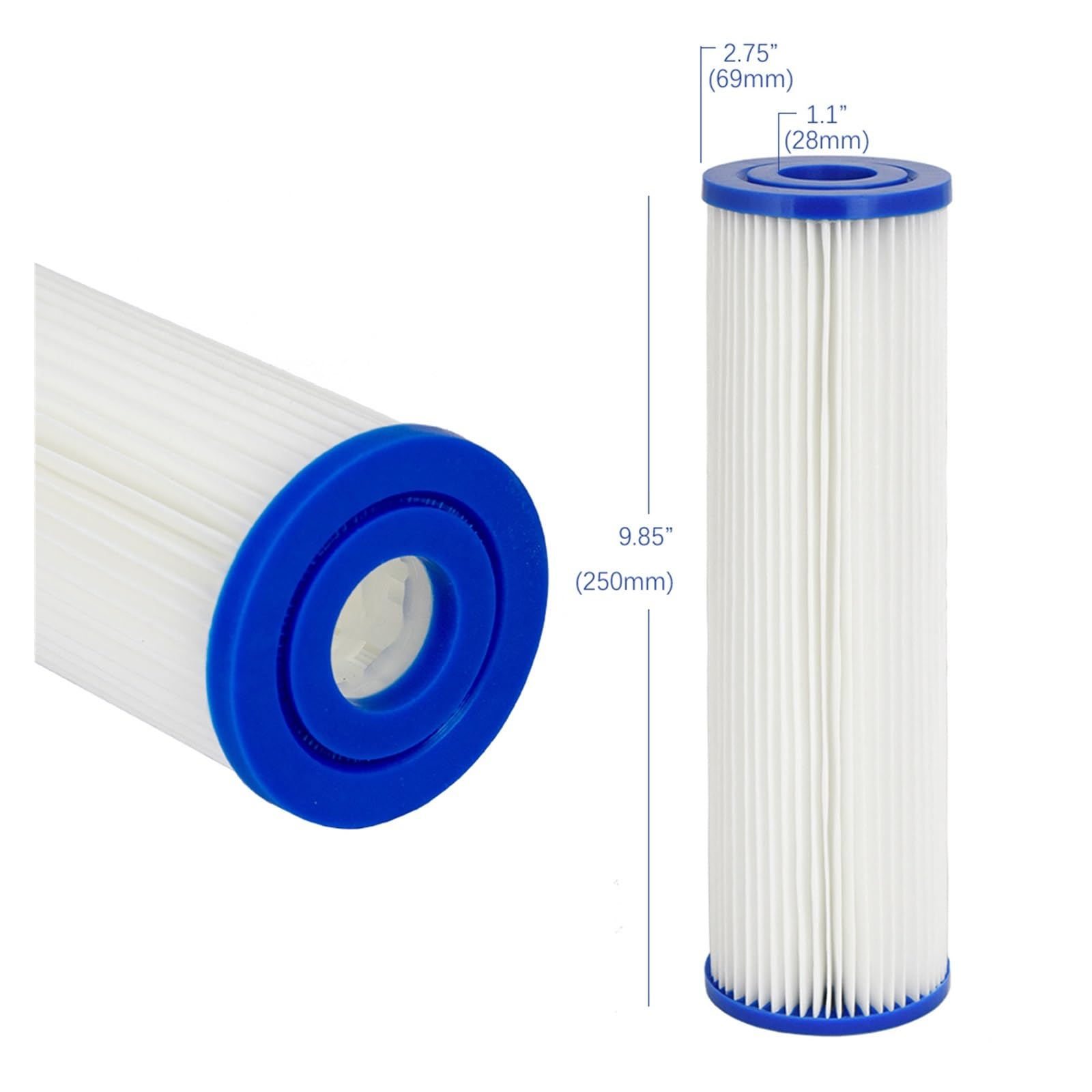 Generico 4 Pezzi, Cartuccia filtrante in Poliestere Pieghettato, sedimenti ad Alto Flusso for Acqua, 2,75 Pollici