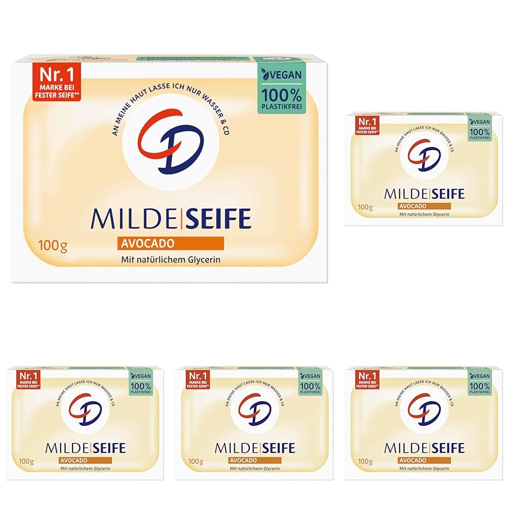 CD MILDE SEIFE AVOCADO 100G vegan & ohne Mikroplastik (Packung mit 5)