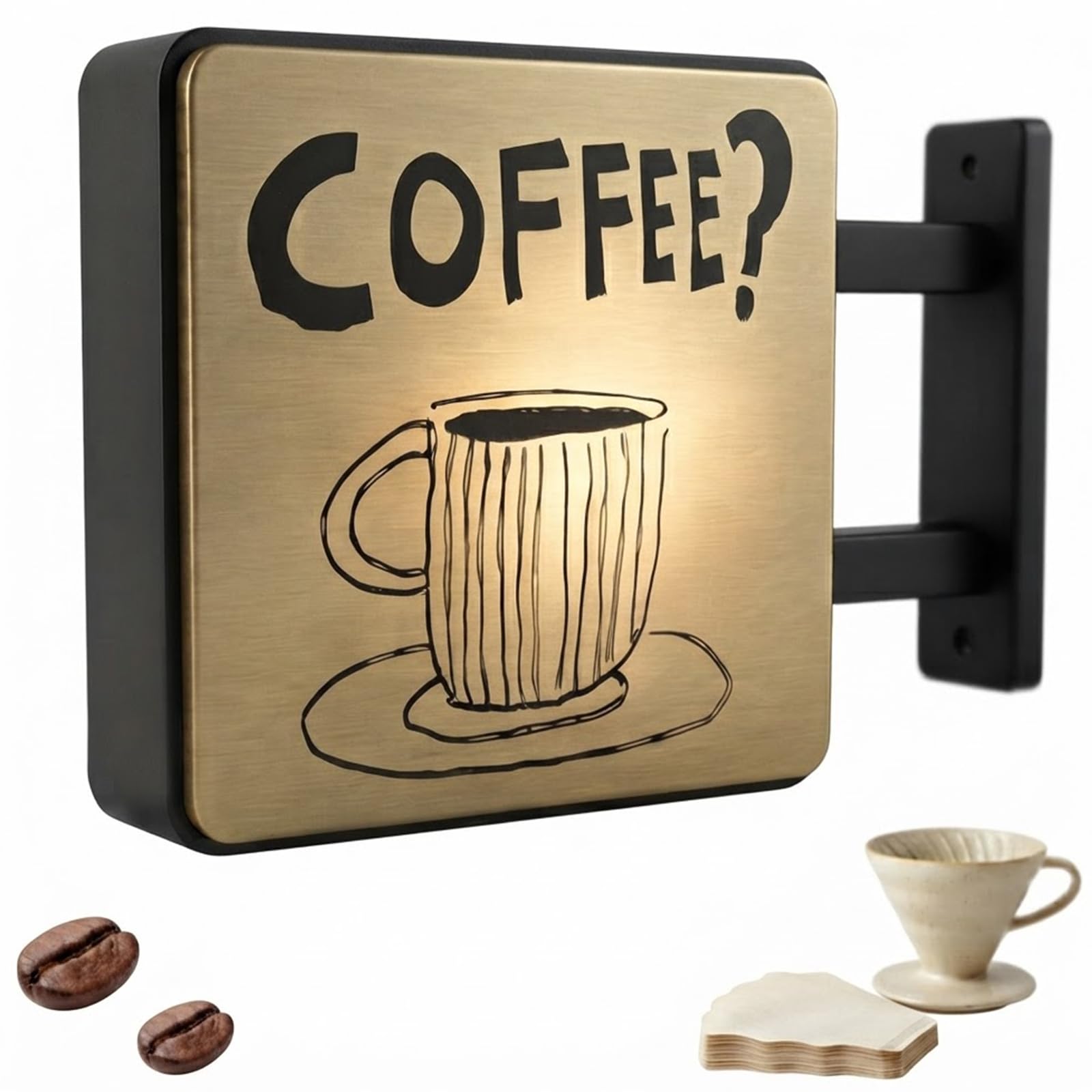 Mini Magnetic Coffee Shop Fridge Decor, LED Neon Sign Magnet，A