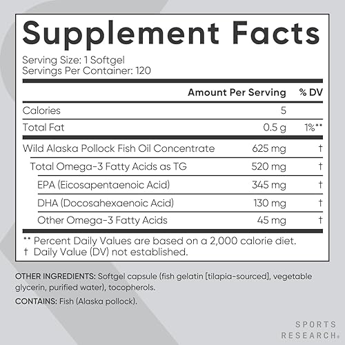Miniatura 7 de Sports Research Combo de apoyo cerebral - Mini-cápsulas blandas de aceite de pescado - Ácidos grasos omega-3 fáciles de tragar de abadejo de Alaska