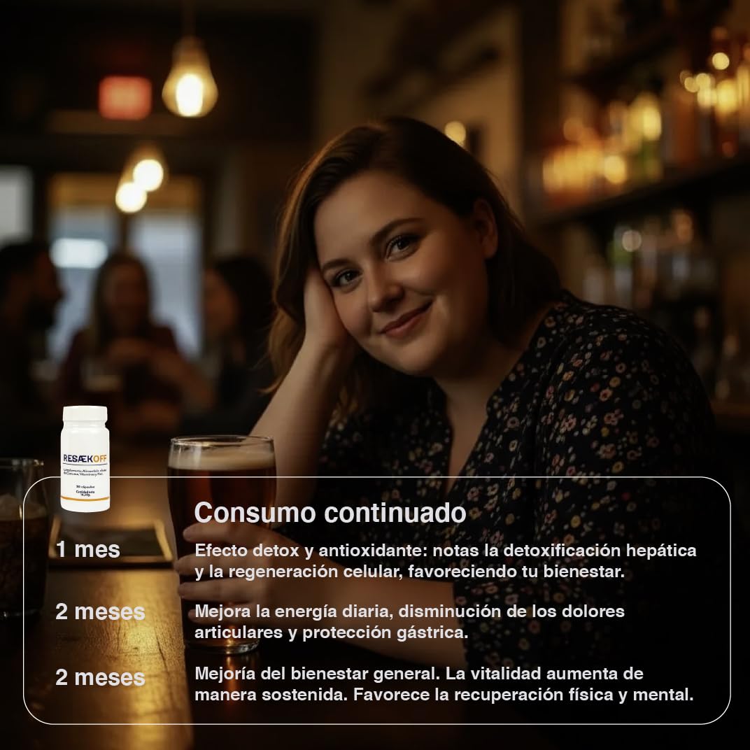 Resaekoff® de Haglaia | Suplemento con Cúrcuma, Zinc y Vitaminas B | Reduce los Efectos Secundarios provocados por el consumo de Alcohol | Antioxidante y Detox para el Hígado