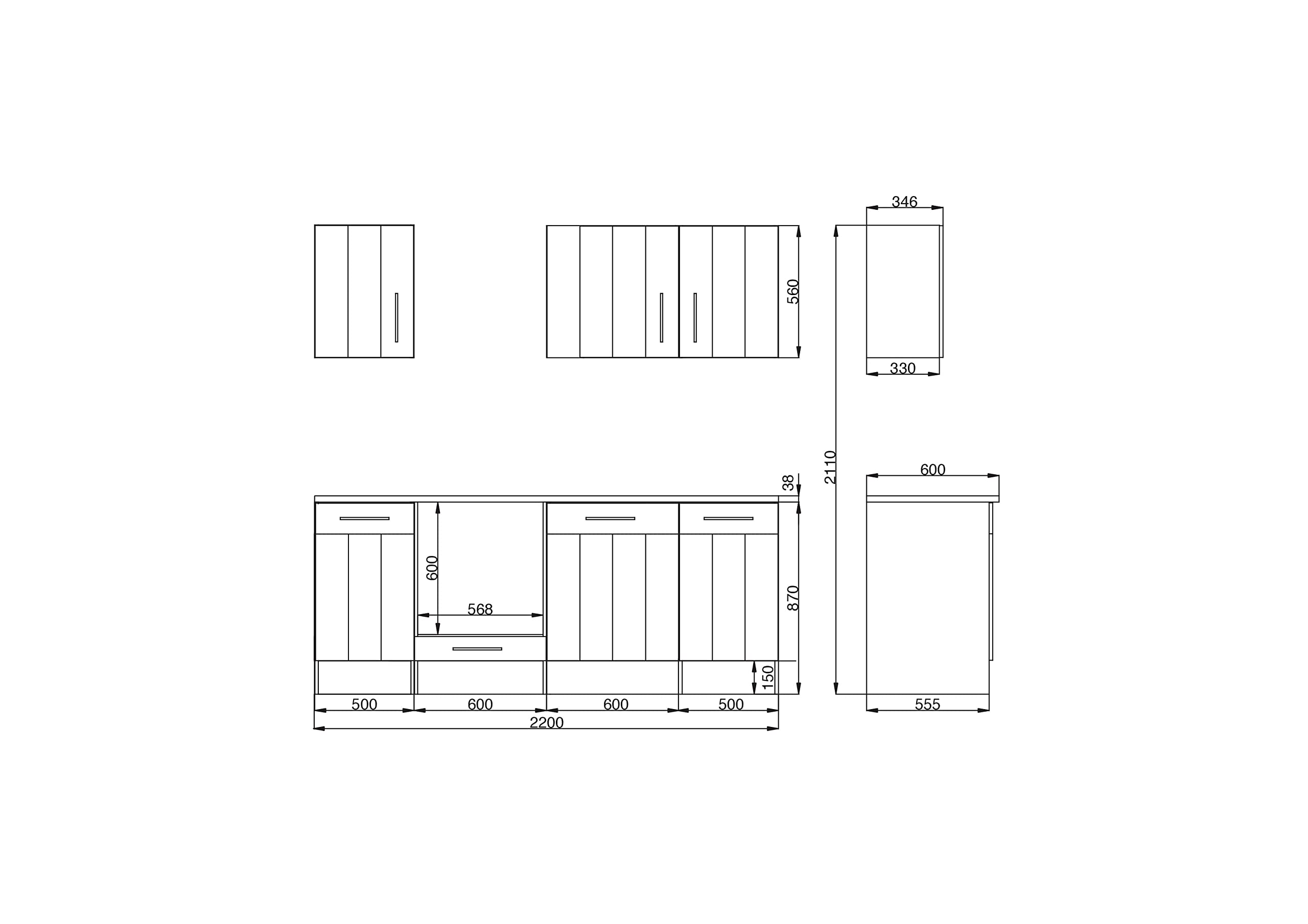 respekta Küchenzeile Anton BERP220LHWC Premium Landhaus Küchenblock 220 cm Breite mit Elektrogeräten