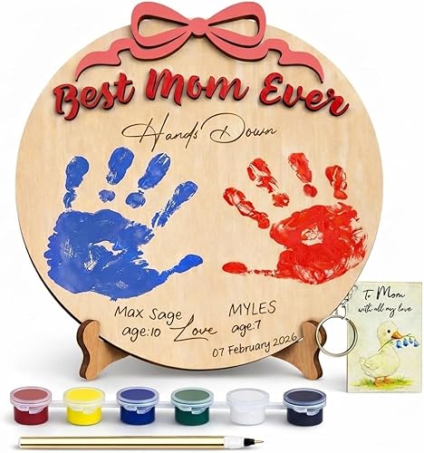 10'' Best Mom Ever Hand Down DIY Handprint Art Kit - Mother's Day Gifts For Stepmom