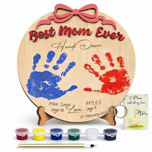 10'' Best Mom Ever Hands Down Big Size DIY Handprint