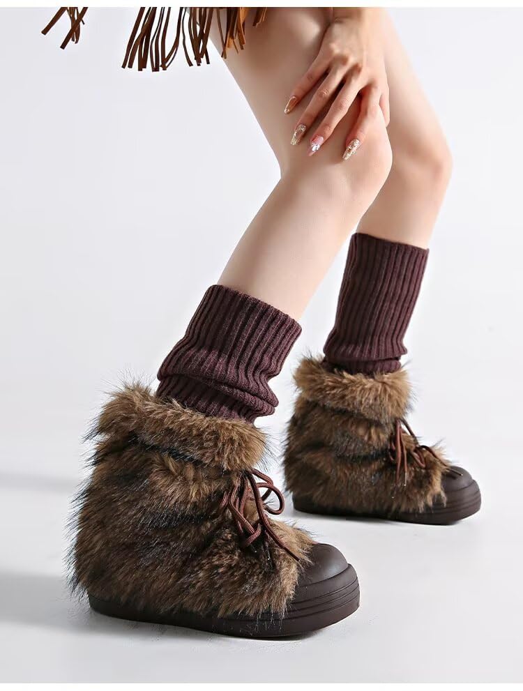 Women Ankle Snow Boots Fuzzy Plush Warm Winter Aesthetic Cute Shoe4