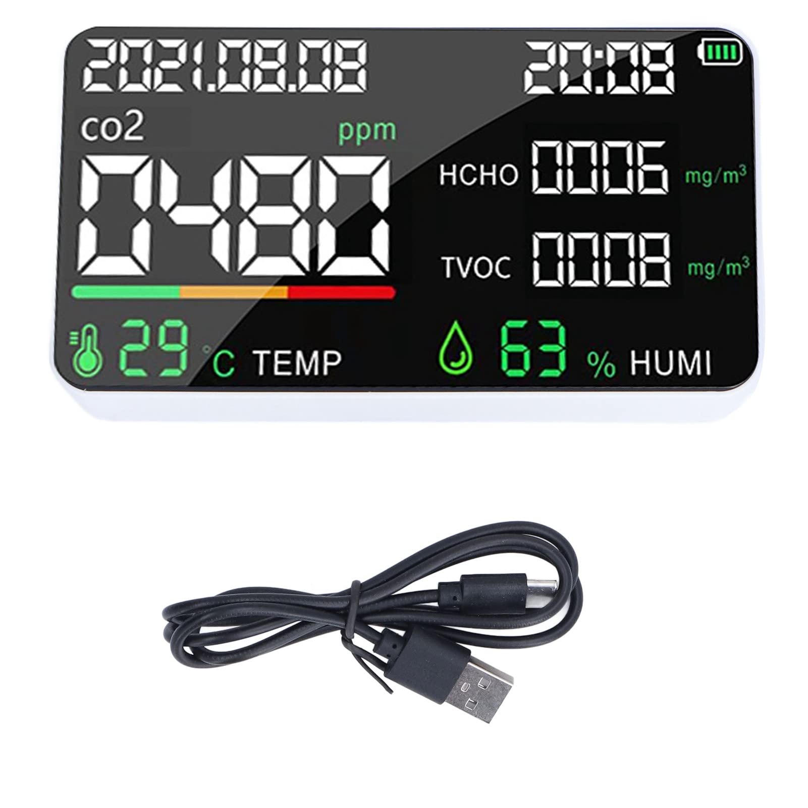 CO2 Detektor Mit Temperatur & Feuchtigkeitsmessung - Professioneller Luftqualität Analyzer Für Zuhause