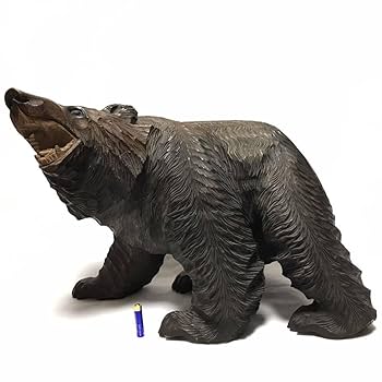 Amazon | 特大全長42cm重量6kg熊木彫置物白老アイヌコタン北海道