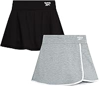 Reebok Girls 2-Pack Athletic Skorts - Breathable Summer Skorts with Built-in Shorts for Sports, School & Play, Sizes 7-12