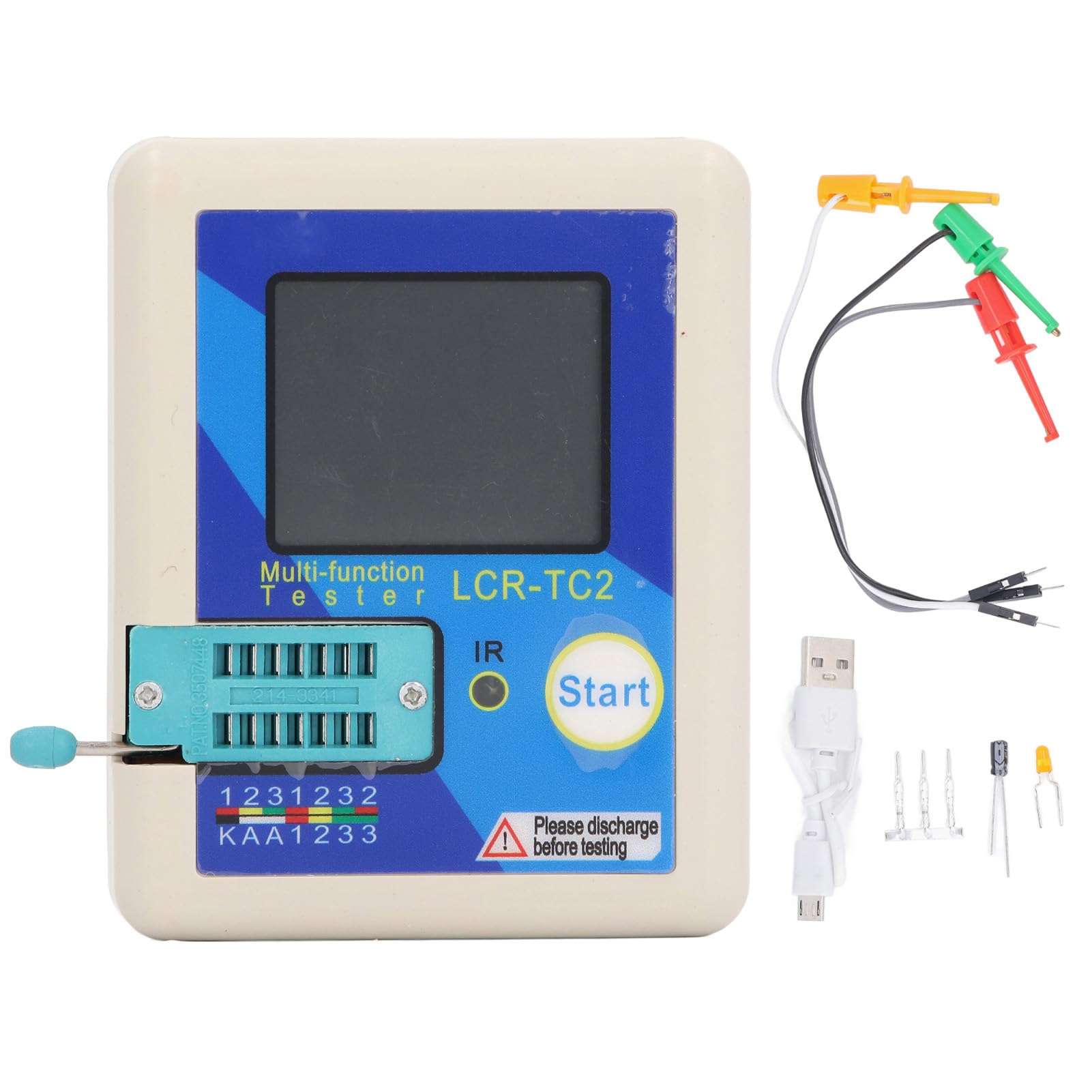 Fasizi Tester di transistor multifunzione: MOSFET, condensatore, tester di componenti elettronici SMD per diodi, triodi, ESR, NPN, PNP – misuratore LCR con funzione anti-scottatura