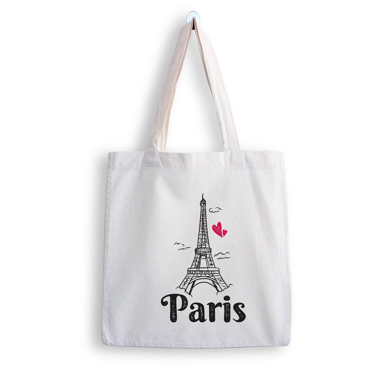 Canvas Tote Bags for Women, College Bag for Girls, Tote Bag for Shopping, Travel & Beach Bags for Women - Paris - D No - 104