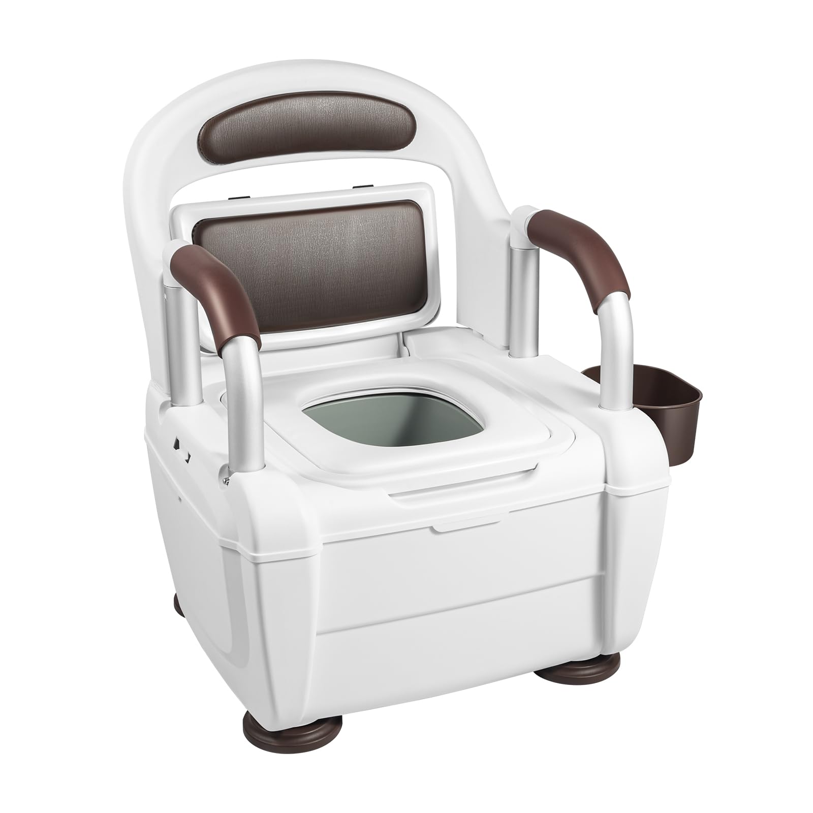 Commode Toilet Chair with Adjustable Armrests, Slow Descend Lid, 330lbs Capacity, Shower and Bathroom Chair for Elderly, Disabled, and Pregnant Women