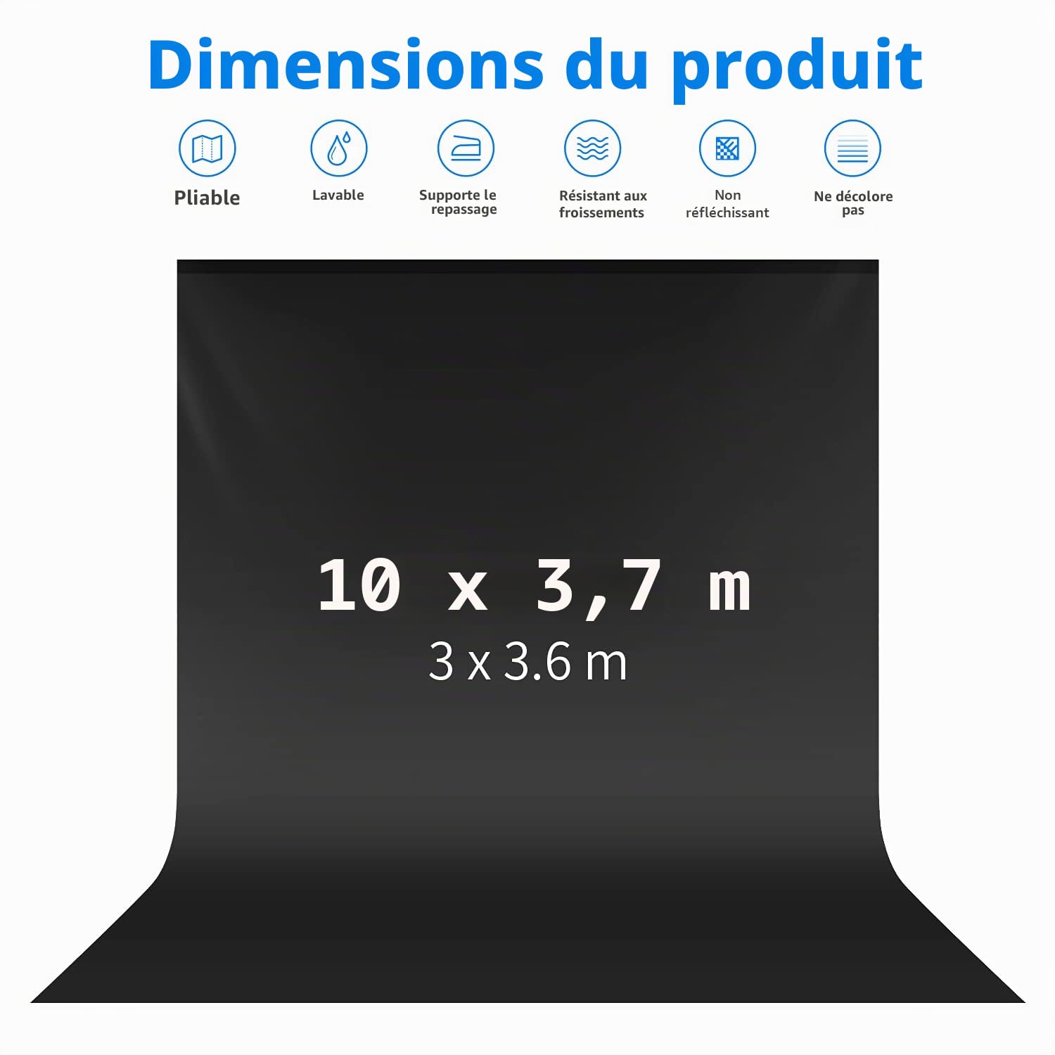 NEEWER Support de Toile de Fond 10ft x 7ft,Système pour Studio Photo pour Fêtes de Mariage & Toile de Fond Noire 10x12ft/3x3.6m Photo Studio Pliable en Polyester de qualité supérieure
