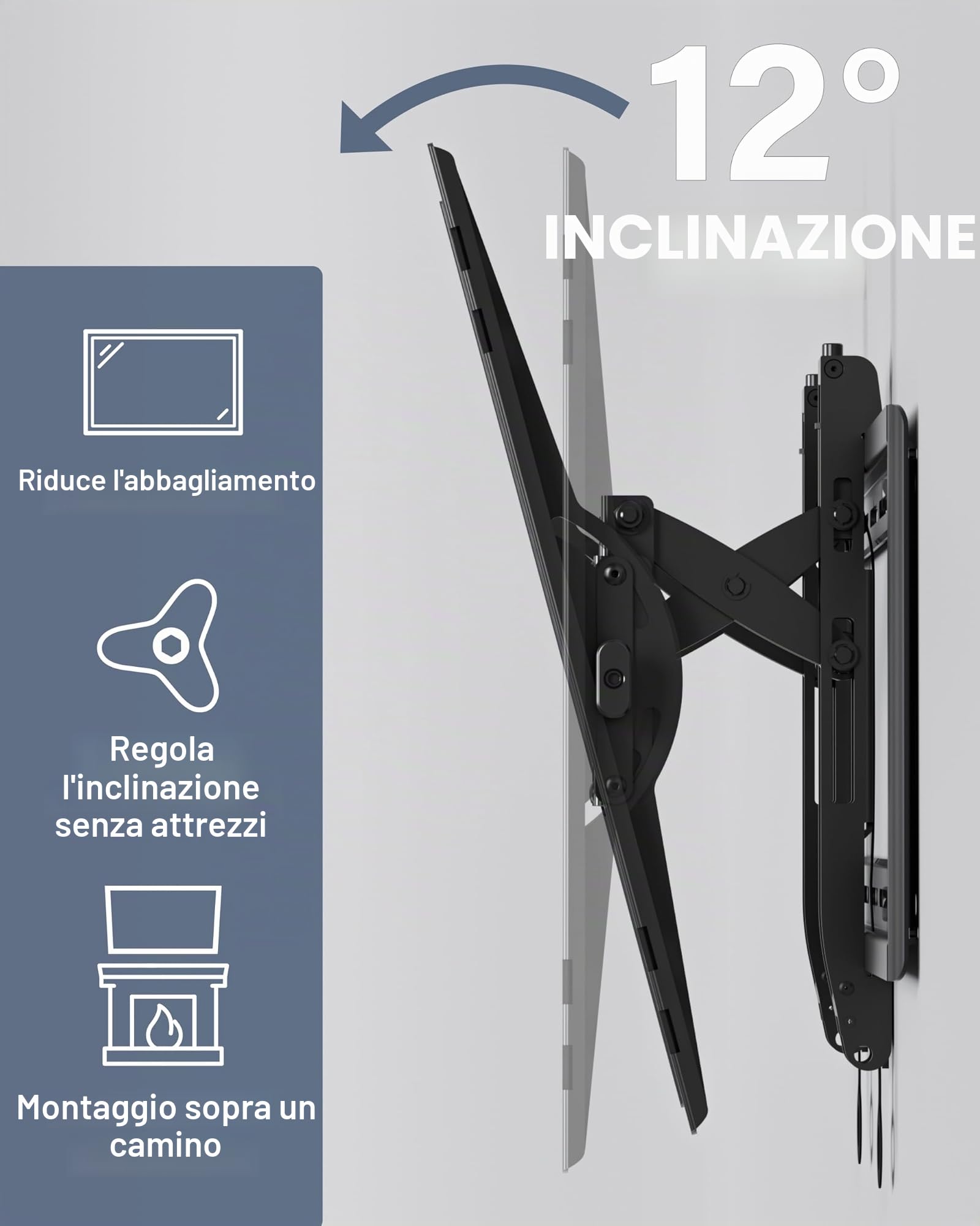 SANUS - Supporto da parete inclinabile per TV di grandi dimensioni fino a 90", supporto inclinabile di alta qualità con misura universale, prolunga liscia da 5,7" che consente la gestione dei cavi,
