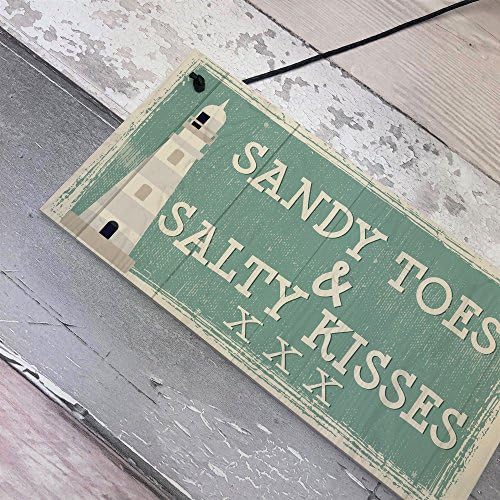 RED OCEAN Sandy Toes Shabby Chic Seaside Sand Lighthouse Nautical Themed Plaque Sign Home Decor Gifts