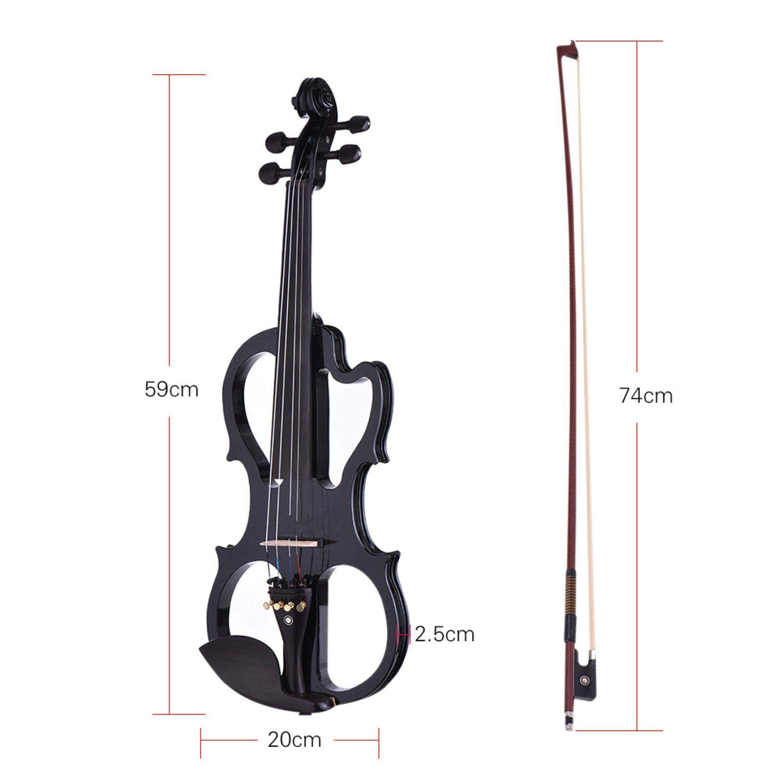 4/4 legno massello silenzioso violino elettrico violino corpo acero tastiera in ebano pioli con musica accessori neri