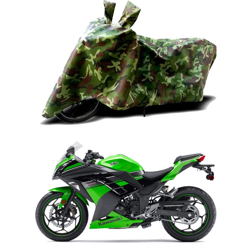 Image of 100% Water Resistant Bike Scooty Two Wheeler Body Cover Compatible for KawasaNinja 300 ABS /UV-Rays /Heat Protection /Birds Dropping /Scratchproof /Dust Proof /Waterproof /All Varient[Green MJ]