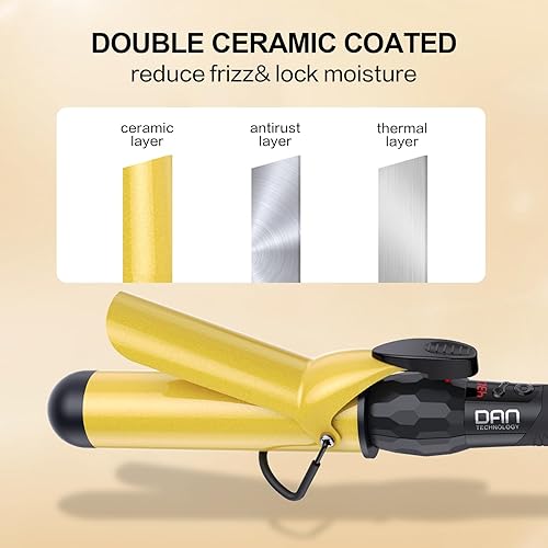 Miniatura 4 de DAN Technology Rizador de pelo de cerámica turmalina de 1.5 pulgadas con pantalla LCD, para peluquería, peluquería, peluquería, calentamiento
