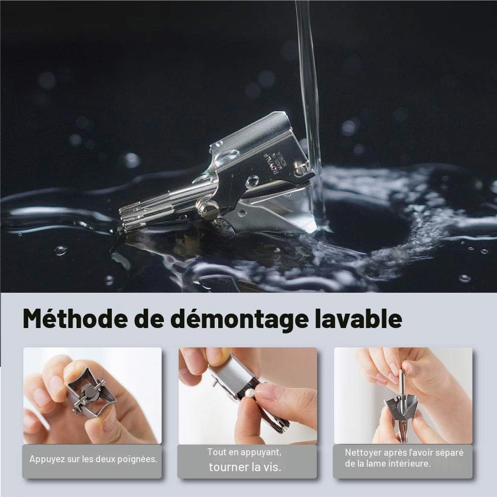 ROYAL [Fabriqué en Corée] Tondeuse à poils de nez pour homme Birdie, manuelle, sans pile, étanche, indolore avec douze lames à double tranchant, mécanisme breveté ET-4