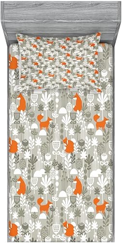 Miniatura 63 de Ambesonne - Juego de sábanas bajeras y fundas de almohada, diseño clásico botánico, plantas de jardín vintage, juego de 3 piezas con estampado