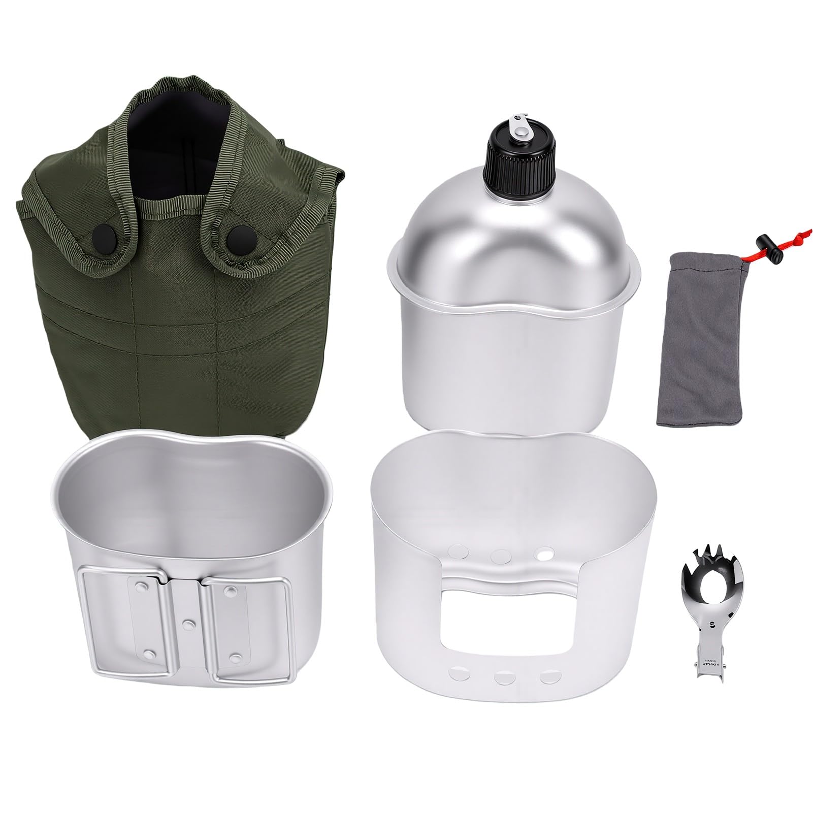 Lixada Set di Pentole da Campeggio, Set da Cucina in Alluminio per Tazze