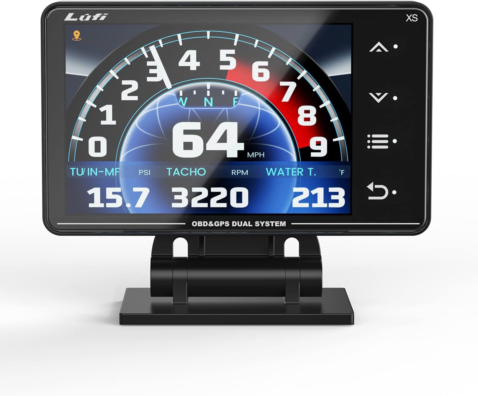 Lufi Xs Obd2 Gauge Display,car inclinometer, Boost Gauge, RPM Meter, Multifunction Heads up Display Cluster