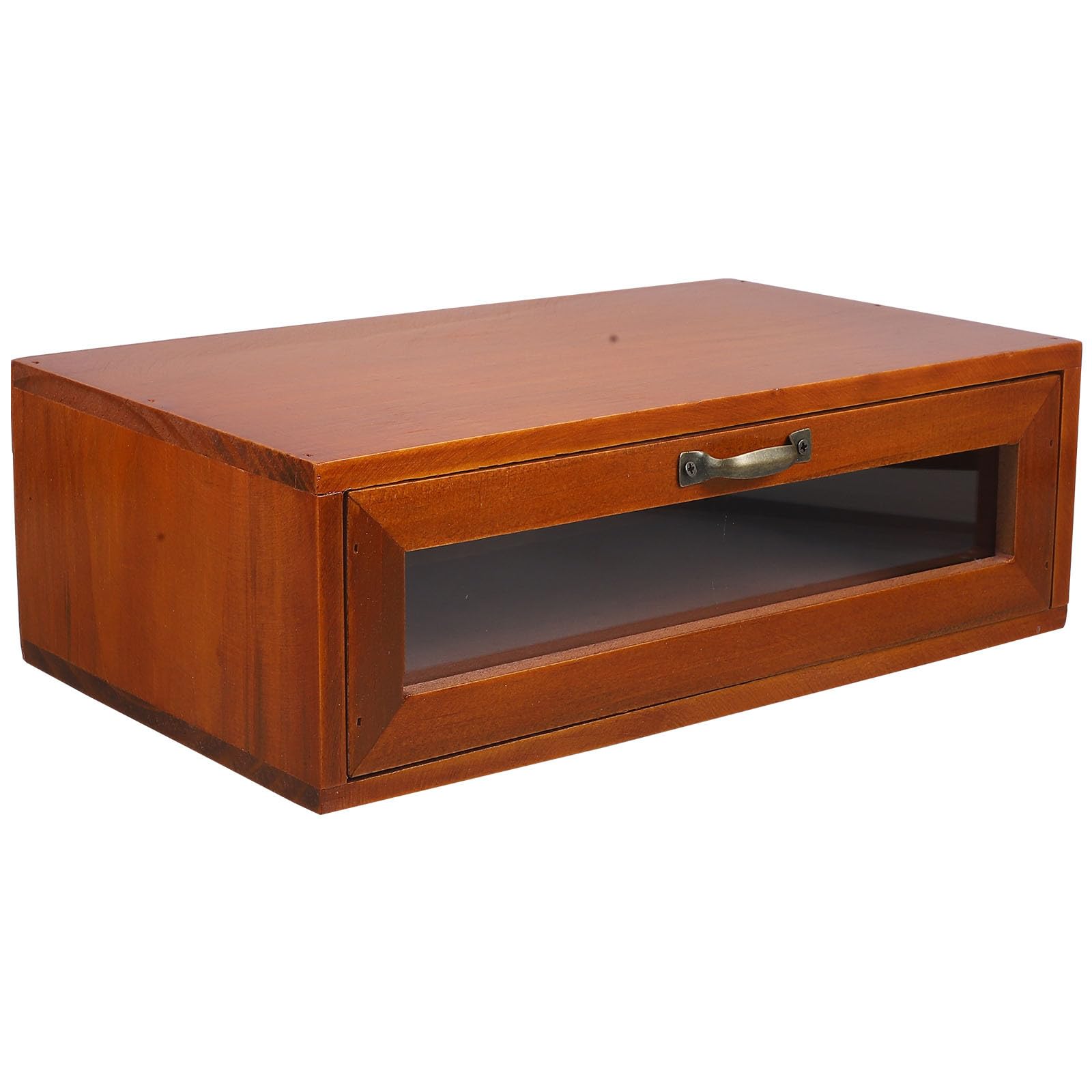 VANZACK Organizzatore da Scrivania in Legno Naturale con Cassetto Singolo, Scatola Porta Cosmetici e Organizer Multifunzione per Ufficio e Casa, Cassettiera Vintage per Cancelleria