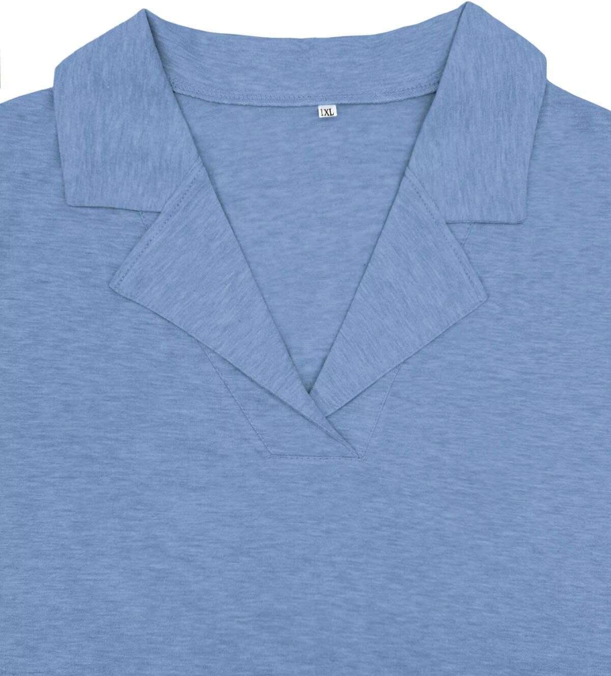 DOLNINE Plus Size Polo Shirts for Women V Neck Collared Shirt Casual Short Sleeve Tops Summer Loose Fit Dressy Tunic Blouses