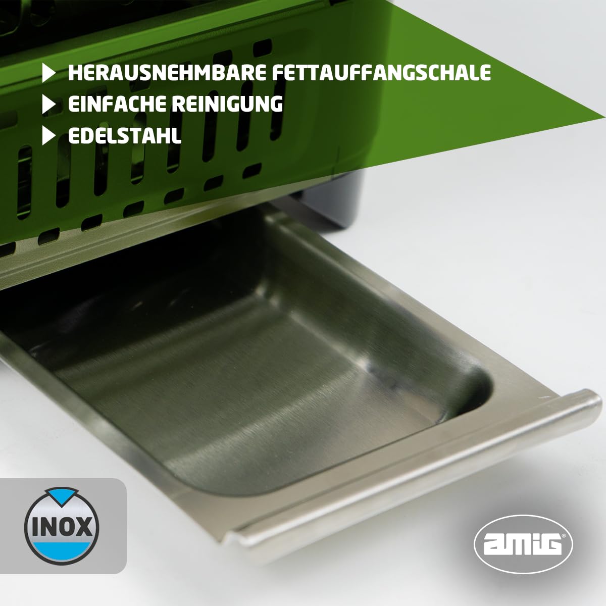 Amig - Camping Gas BBQ01, Tragbare Küche, Grillkocher - Aluminiumguss Grillplatte, Mit Edelstahl-Fettauffangschale, 1,8 kW Leistung, Kompatibel mit B-250 Kartuschen