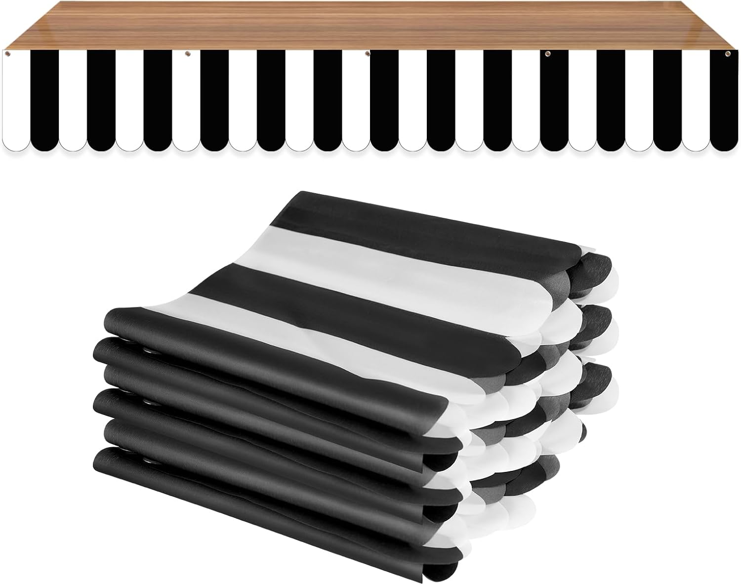 3 piezas de pancarta a rayas blancas y negras para decoración de fiesta temática de café francés, toldo, decoración de pared, telón de fondo de