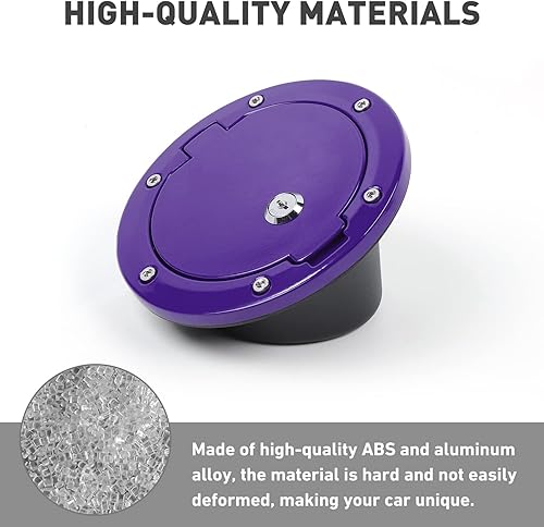 Miniatura 7 de HTHE Tapa de gasolina para Jeep Wrangler JK con cerradura, compatible con Jeep Wrangler JK JKU 24 puertas 2007-2018 (1 unidad, morado con cerradura)