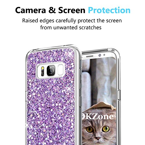 OKZone Galaxy S8 Plus Hülle, Glitzer Bling Design Weich TPU Bumper Case Silikon Schutzhülle Handy Tasche Rückseite Hülle Etui Cover TPU Bumper Schale für Samsung Galaxy S8 Plus (Lila)