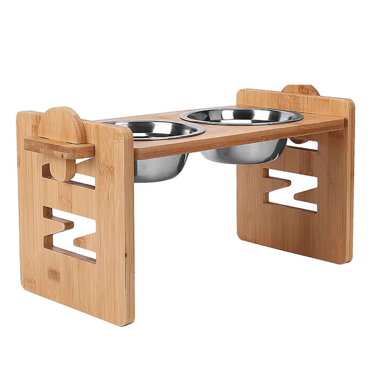 VILLCASE Supporto Ciotole per Cani Rialzato, per Cani e Gatti, Doppia Inox, Colore Khaki, per Alimentazione Domestica e Accessorio Mangiatoia