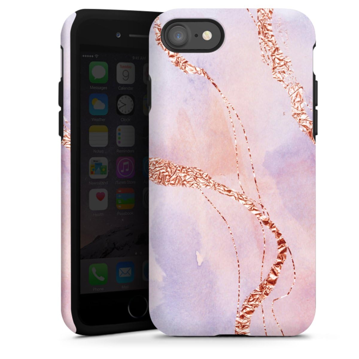 DeinDesign Coque Compatible avec Apple iPhone SE (2020) Coque renforcée Coque Antichoc Rose Clair Glitter Paillettes Look