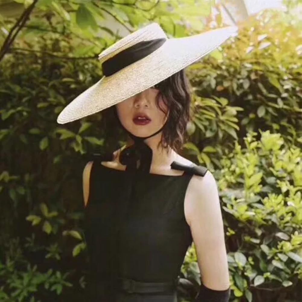 Gorro de playa elegante de verano, sombrero de paja para mujer