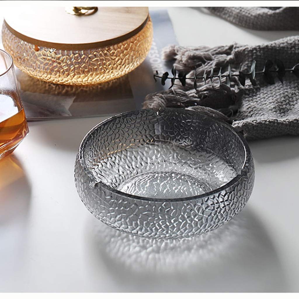 sdneNest Posacenere grande rotondo in vetro con coperchio, grande posacenere da esterno per patio, tavolo, posacenere decorativo per casa, esterno, interno, ristorante, trasparente